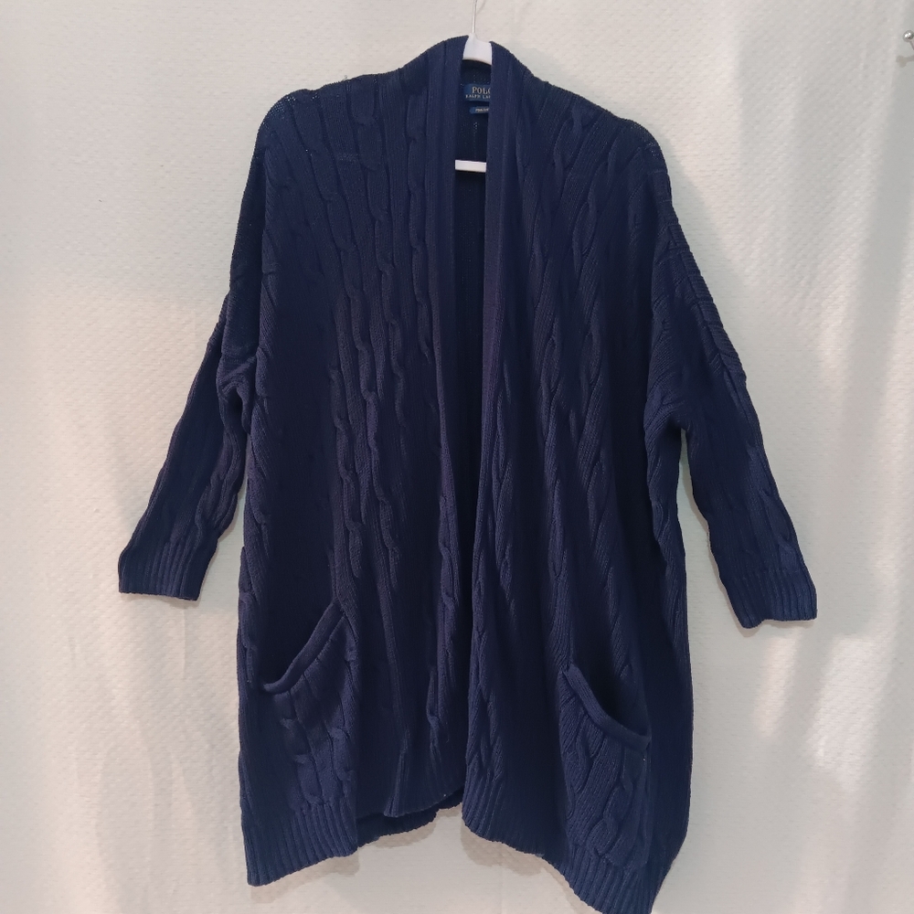 Polo Ralph Lauren cable-knit cardigan sweater.